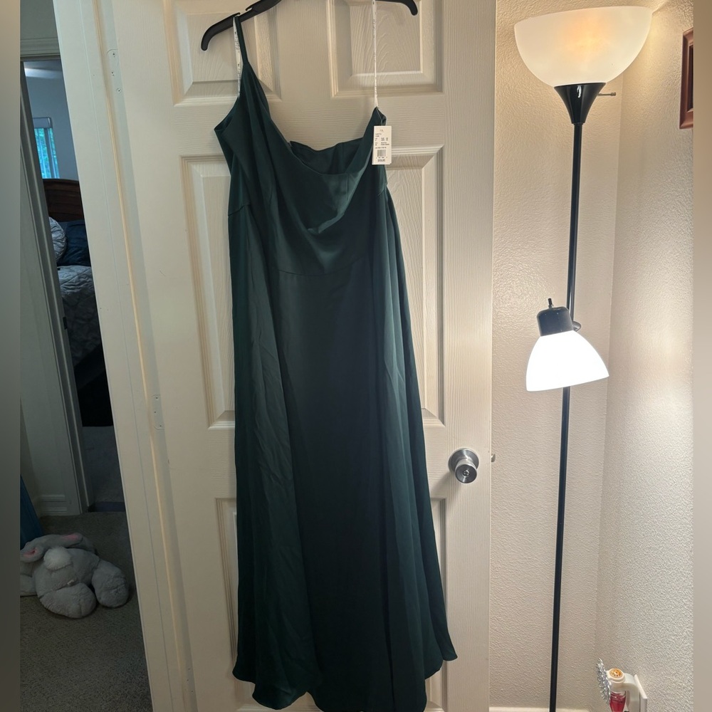 David's Bridal Strapless Dark Green Dress
